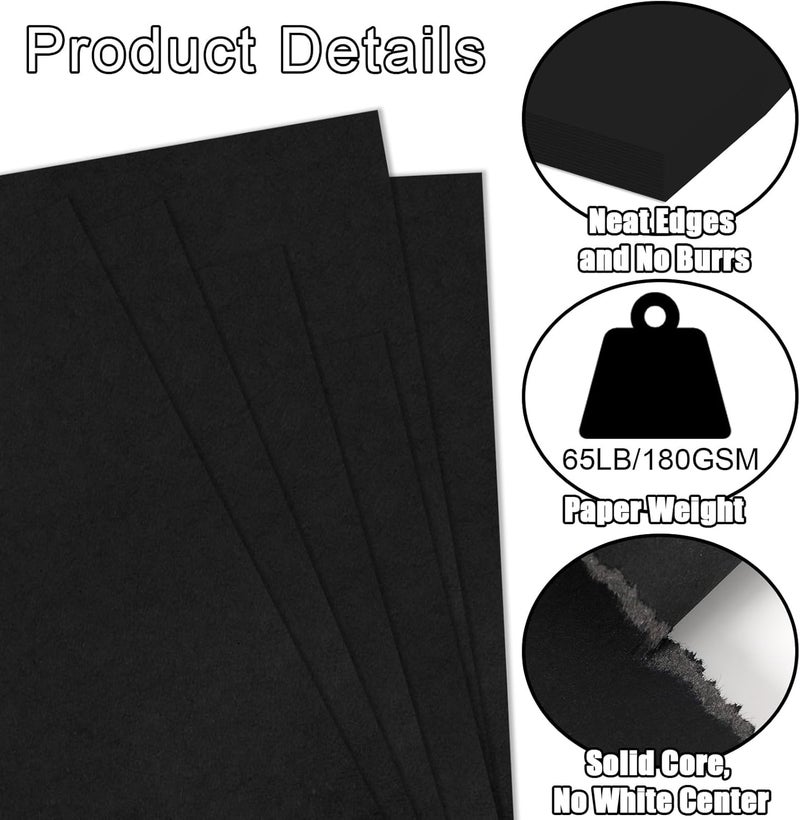 JULBEAR 30 Sheets Black Cardstock 8.5 x 11 Inches 65lb Cover Card Stock 180GSM Heavyweight Paper Thick Paper for DIY Cards, Scrapbooking, Crafts, Business Cards, Invitations,Bookmarks, Office Supplies - Image 3